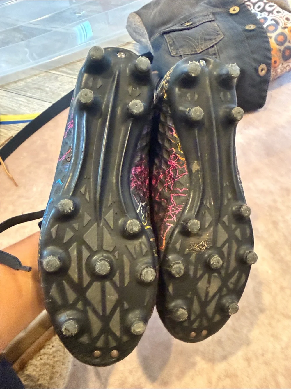 Vizari  Black Lace-Up soccer clears with Multicolor Accent Print